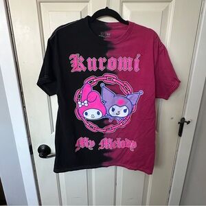 Sanrio My Melody and Kuromi pink and black shirt Large